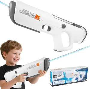 Electric Water Guns for Kids & Adults, Automatic Water Blaster Squirt Gun with Water Absorption 32ft Range Large Capacity, Summer Toys for Outdoor Water Game at Pool Beach Park Backyard (Gray)
