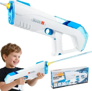 Electric Water Guns for Kids & Adults, Automatic Water Blaster Squirt Gun with Water Absorption LED Light 32ft Range Large Capacity, Outdoor Toys for Summer Game at Pool Beach Park Backyard (Blue)
