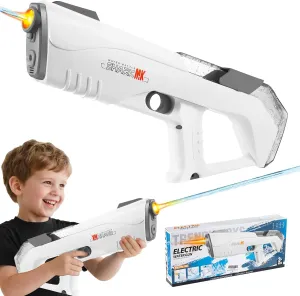 Electric Water Guns for Kids & Adults, Automatic Water Blaster Squirt Gun with Water Absorption LED Light 32ft Range Large Capacity, Outdoor Toys for Summer Game at Pool Beach Park Backyard (Gray)