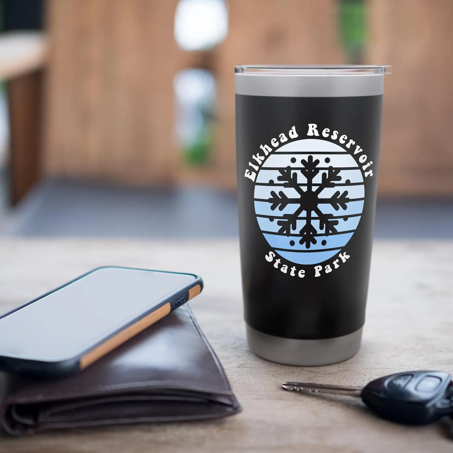 Elkhead Reservoir State Park Colorado Snowflake Christmas Stainless Steel Insulated Tumbler