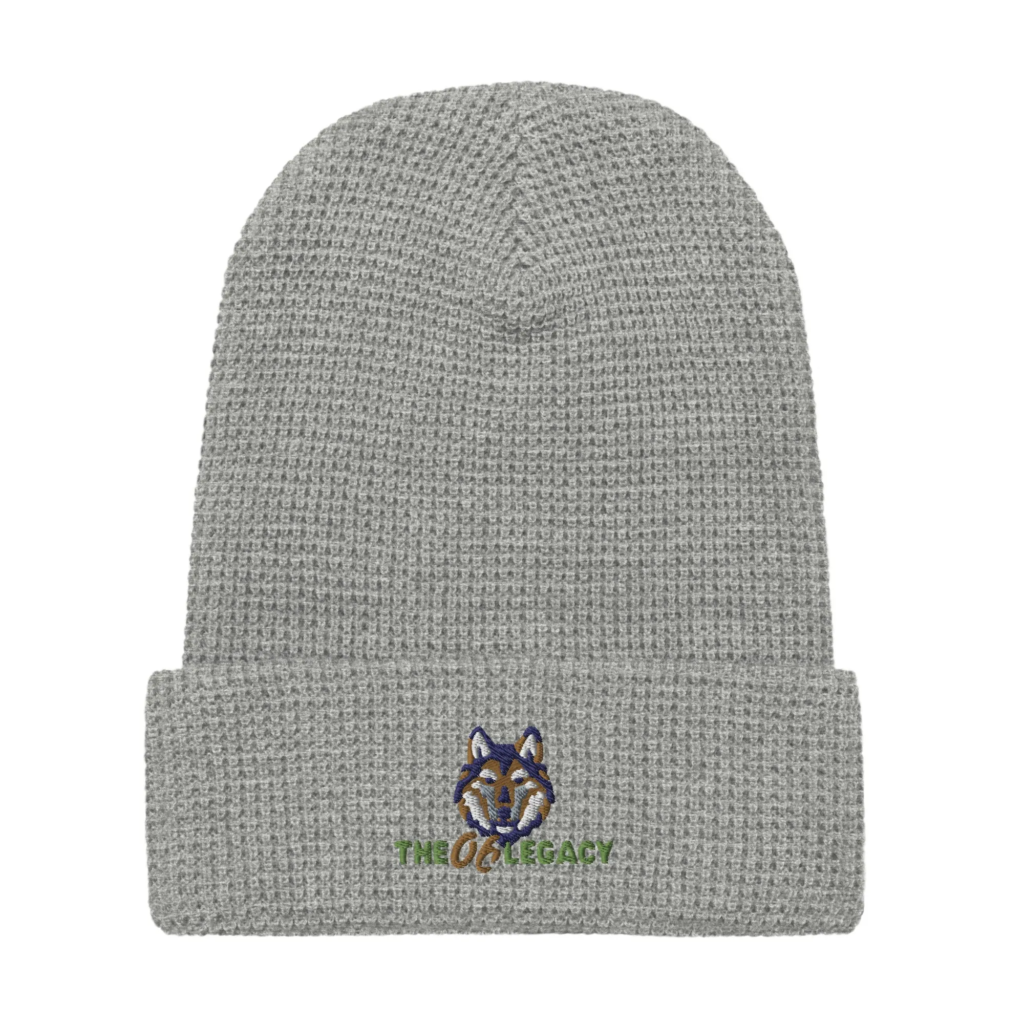 Embroidered waffle beanie
