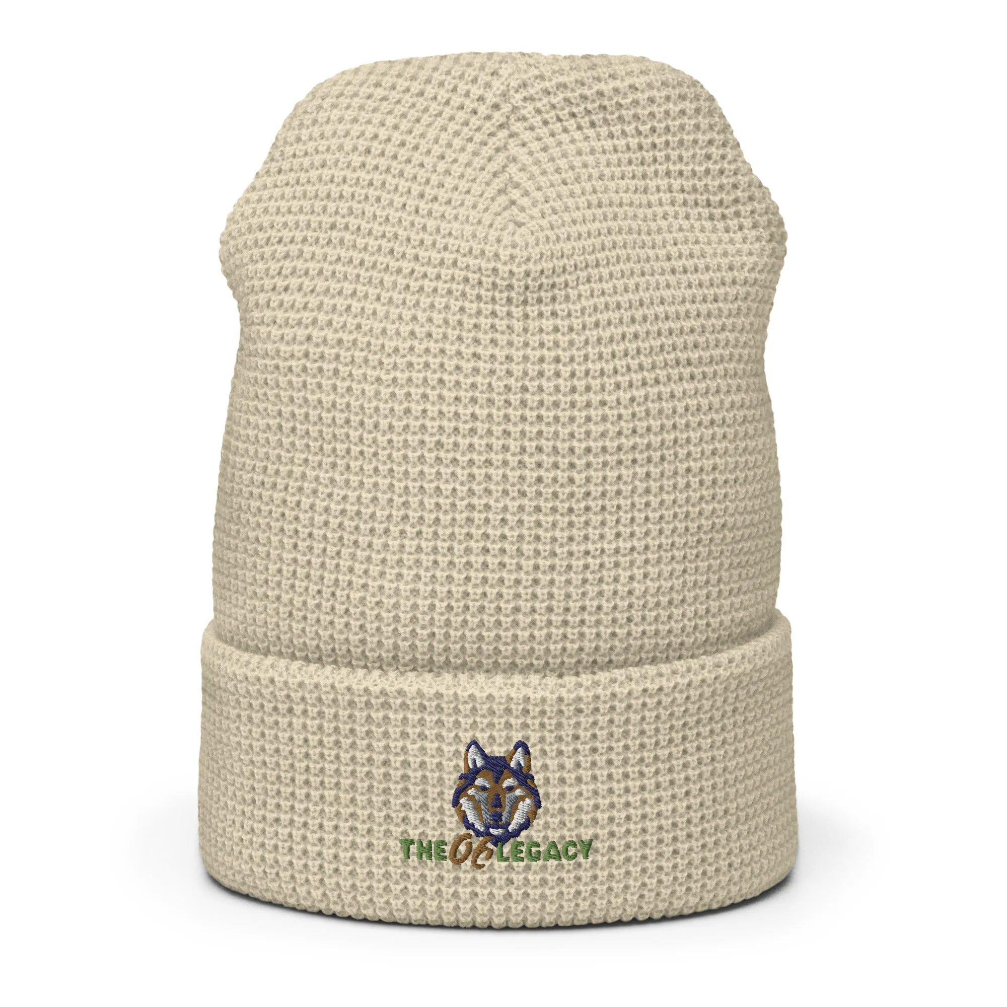 Embroidered waffle beanie