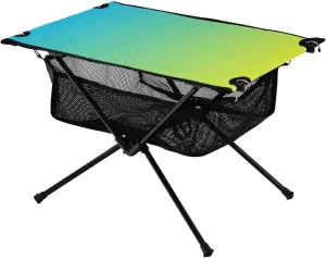 Emelivor Blue Yellow Gradient Folding Camping Table Portable Beach Table with Carry Bag Small Foldable Table for Outdoor Hiking Picnic Travel Beach