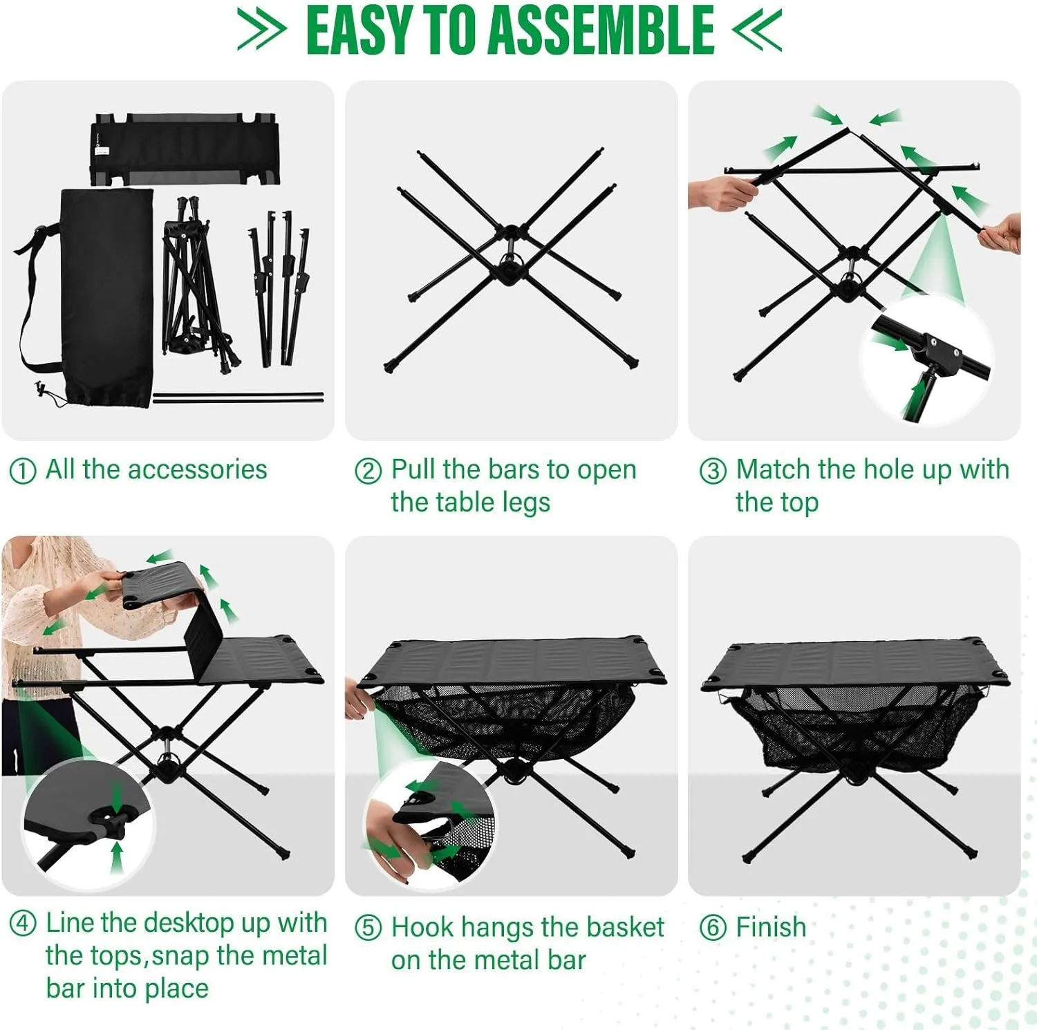 Emelivor Dark Grey Folding Camping Table Portable Beach Table with Carry Bag Small Picnic Table for Picnic Outdoor Fishing Camping Travel