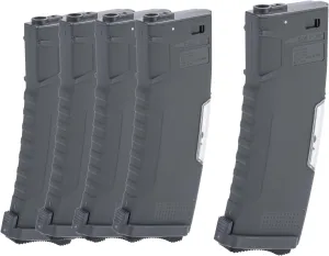Evike Airsoft - BAMF GEN2 Polymer 190rd Mid-Cap Mag for M4-Style Series Airsoft AEGs (Model: Gray / 5 Pack)