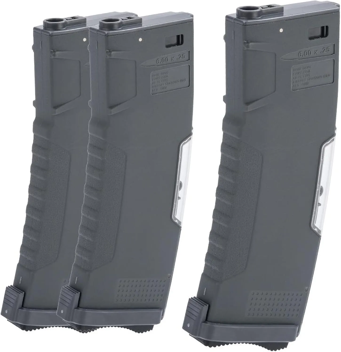 Evike Airsoft - BAMF GEN2 Polymer 450rd Hi-Cap Flash Mag for M4-Style Series Airsoft AEGs (Model: Gray / 3 Pack)