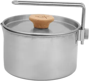 EVTSCAN Stainless Steel Camping Pot 1 QT, with Lid and Folding Handle, with Carry Bag for Outdoor Travel Walking Hiking Fishing Beach Picnic Mountaineering Backpacking Camping Pot