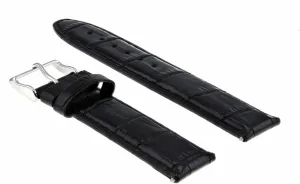 Ewatchparts 20mm Leather Watch Band Strap 20/20mm Compatible With Omega Seamaster Planet Ocean Black