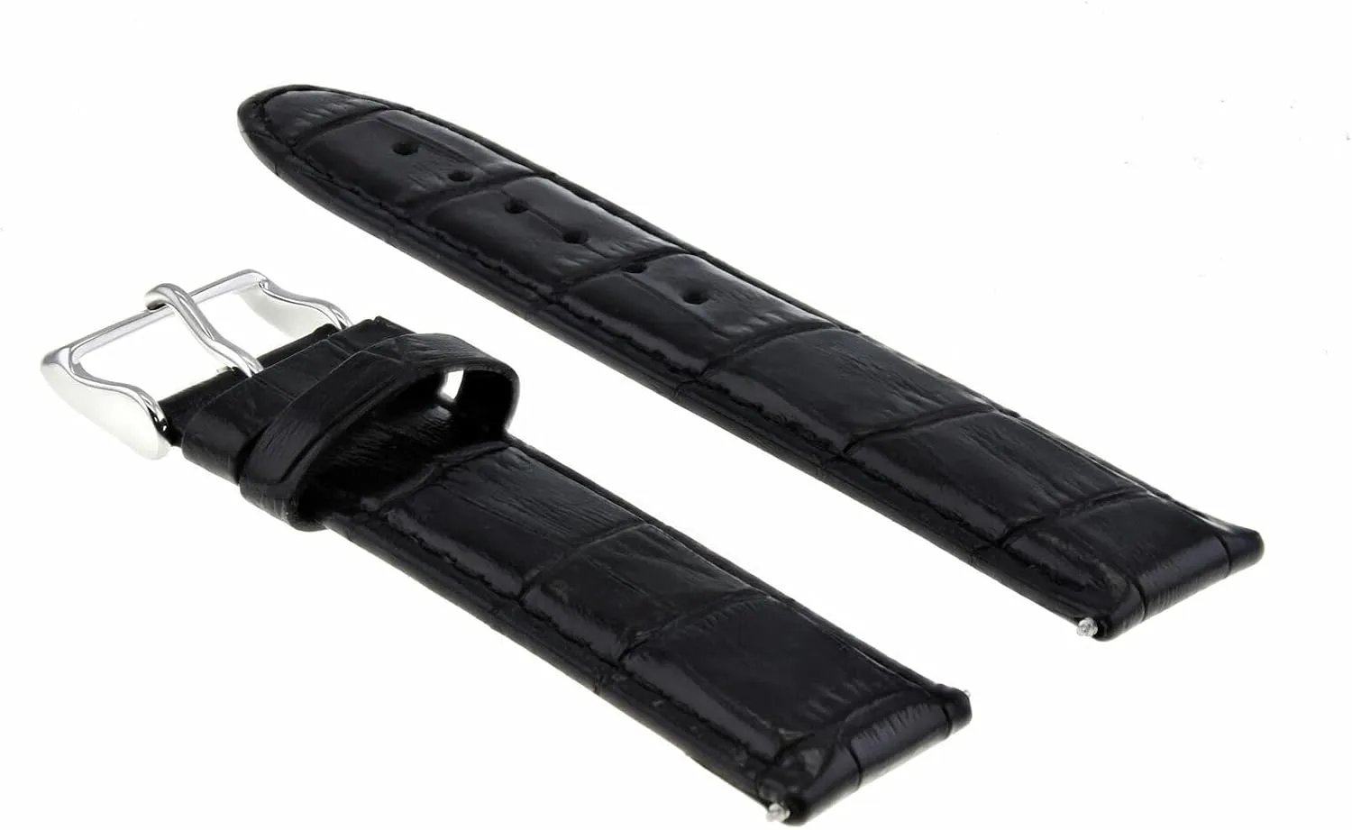 Ewatchparts 20mm Leather Watch Band Strap 20/20mm Compatible With Omega Seamaster Planet Ocean Black