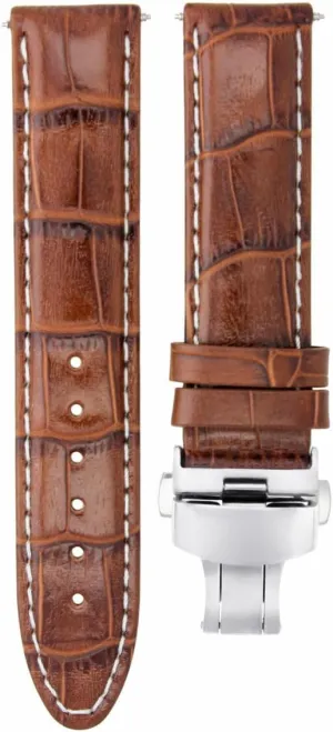 Ewatchparts 20mm Leather Watch Band Strap Compatible With 36mm Rolex Datejust 16013 16014 1603 Brown With White Stitching