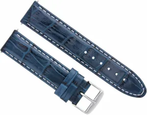 Ewatchparts 20mm Leather Watch Band Strap Compatible With 41mm Omega Seamaster Planet Ocean Blue With White Stitching