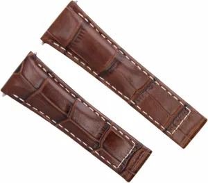 Ewatchparts 20mm Leather Watch Band Strap Compatible With Rolex Daytona 16518 116519 Brown With White Stitching Long