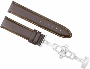 Ewatchparts 20mm Smooth Leather Watch Band Strap Compatible With Omega Seamaster Planet Waterproof Dark Brown With Orange Stitching