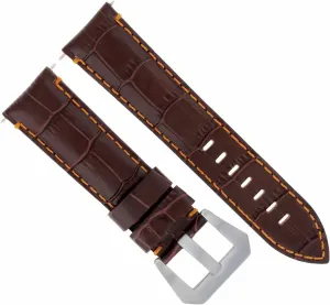 Ewatchparts 22mm Leather Watch Band Strap Compatible With Breitling Navitimer Bentely Avenger Brown With Orange Stitching