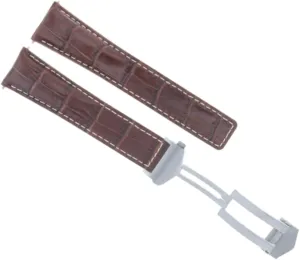 Ewatchparts 22mm Leather Watch Band Strap Compatible With Tag Heuer Carrera 16 1887 Brown With White Stitching FC-5037-39