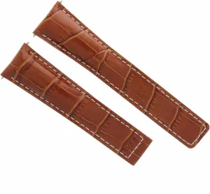 Ewatchparts 22mm Leather Watch Band Strap Compatible With Tag Heuer Carrera 1887 Tan With White Stitching FC5037-39-42
