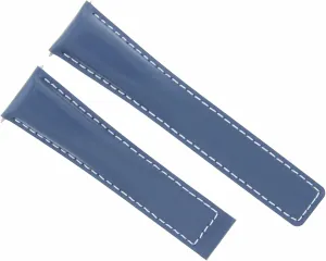 Ewatchparts 22mm Leather Watch Band Strap Compatible With Tag Heuer Monaco Carrera F1 Aquaracer Blue With White Stitching