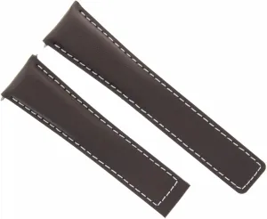 Ewatchparts 22mm Leather Watch Band Strap Smooth Compatible With Tag Heuer Monaco Carrera F1 Brown With White Stitching