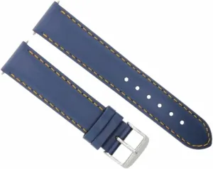 Ewatchparts 22mm Smooth Leather Watch Band Strap Compatible With Tudor Heritage Black Bay 70330 Blue With Orange Stitching