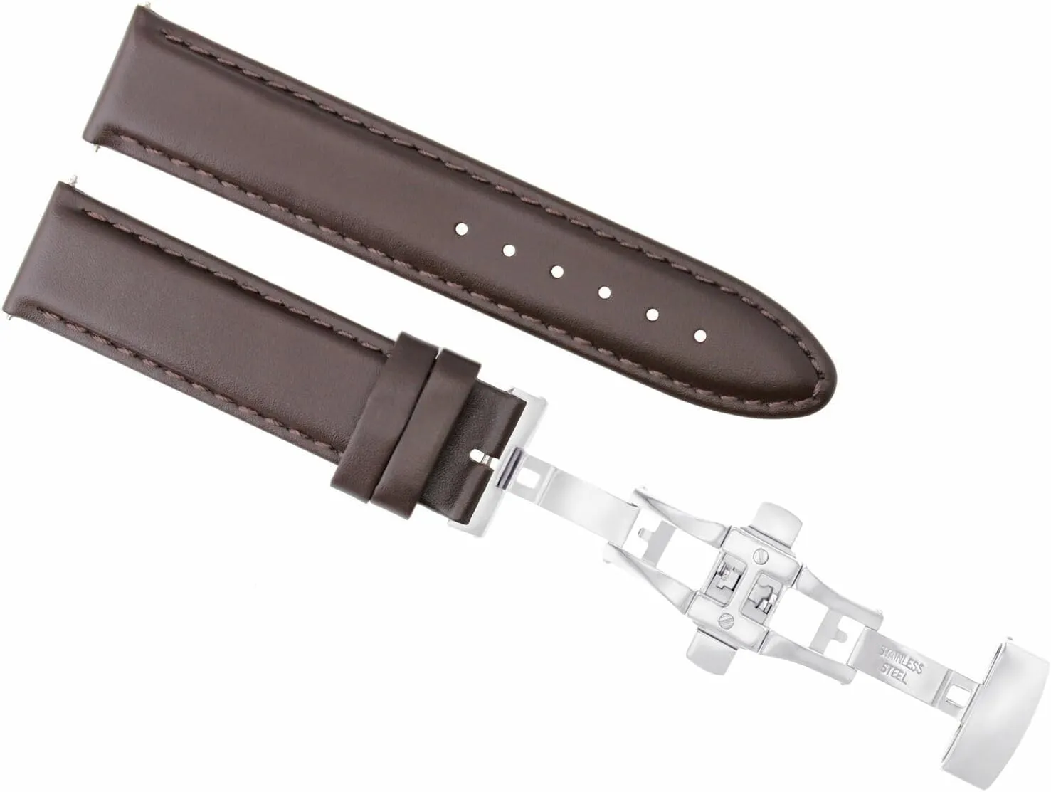 Ewatchparts 24mm Leather Watch Band Smooth Strap Compatible With Breitling Navitimer Waterproof Dark Brown