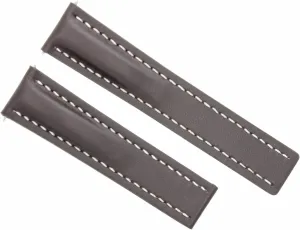 Ewatchparts Leather Watch Band Smooth Strap 22/18 Compatible With Breitling Chronomat Bentley Brown With White Stitching