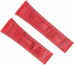 Ewatchparts Leather Watch Band Strap Compatible With Rolex Daytona 16519 116520 116523 Red With White Stitching Reguler