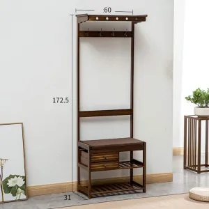 Exquisite Clothes Rail Rack Coat Rack Stand Clothes Rack Stand, Rustproof Metal Hanger With Bench, Ideal For Hall Bedroom Entryway Office for Garment Shoe Hat Handbag Storage, Easy Assembly(Grey,80X32