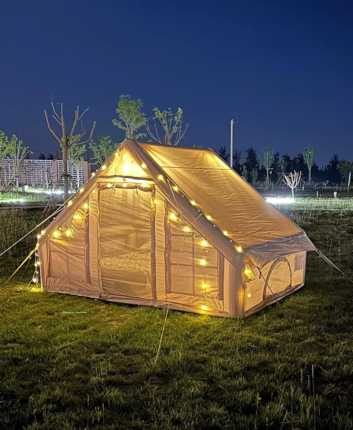 Extra Large Inflatable Camping Tent, Luxury Camping Tent, Easy to Set Up, 4 Season Windproof Outdoor Oxford Cloth Tent for Beach, Family Picnic