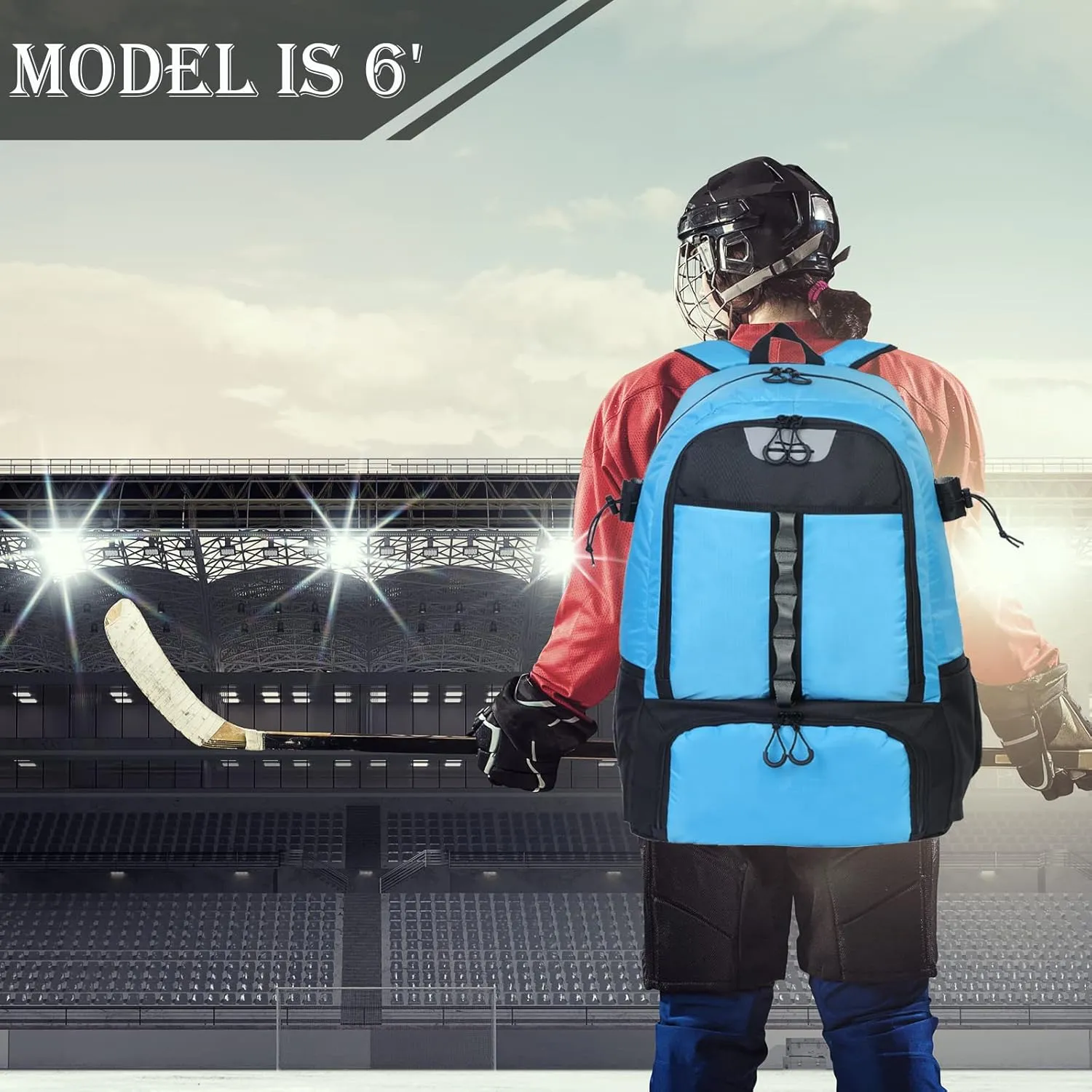 Extra Large Lacrosse Bag Backpack-20/23 Inch Lacrosse Backpack Holds All Lacrosse or Field Hockey Equipment-Two Stick Holders and Separate Cleats Compartment