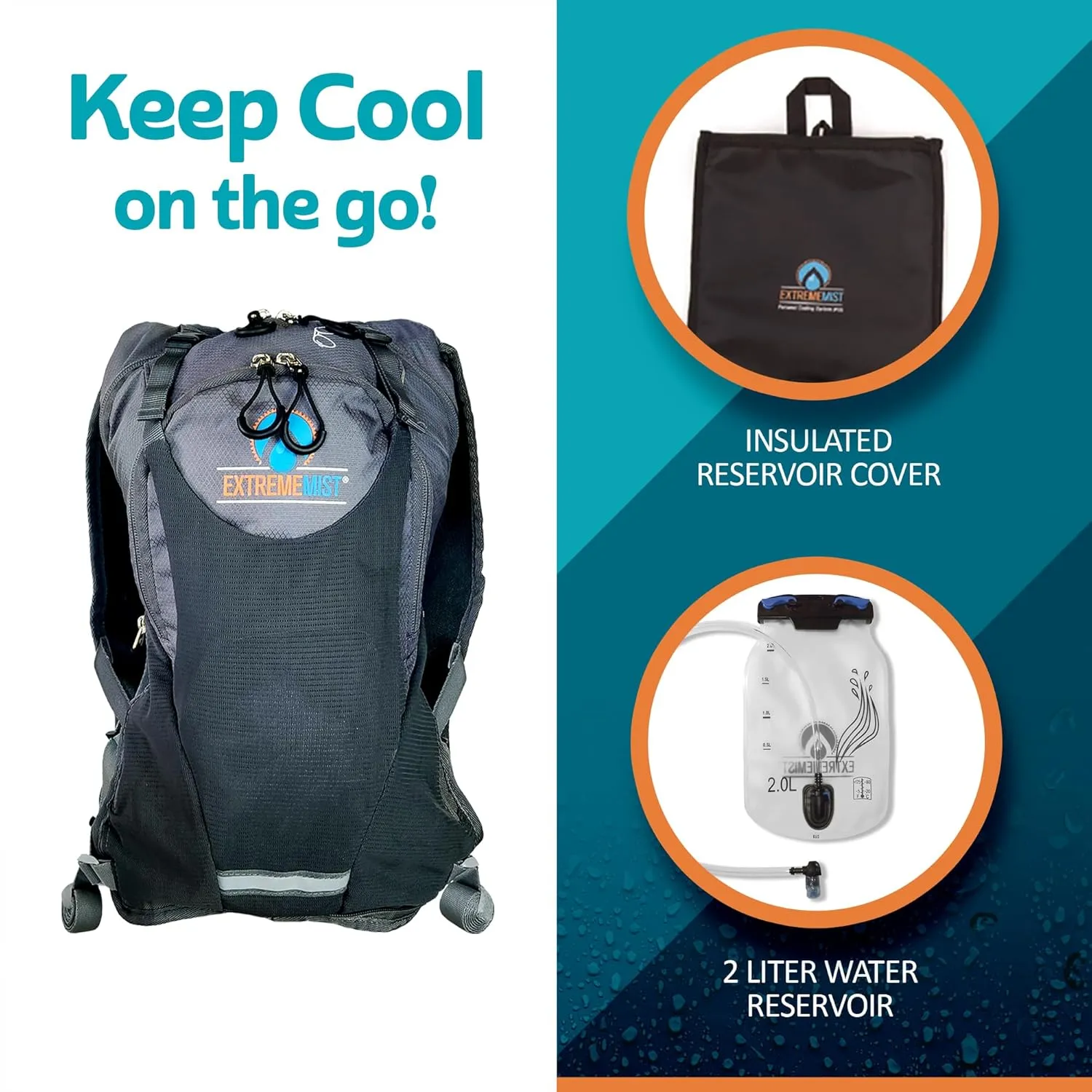 ExtremeMist 2 Liter Misting Hydration Backpack – Personal Water Mister & Drinking Backpack | 2 Liter Water Reservoir | Keep Cool & Hydrated for Hiking, Cycling, Running, Climbing, & Biking