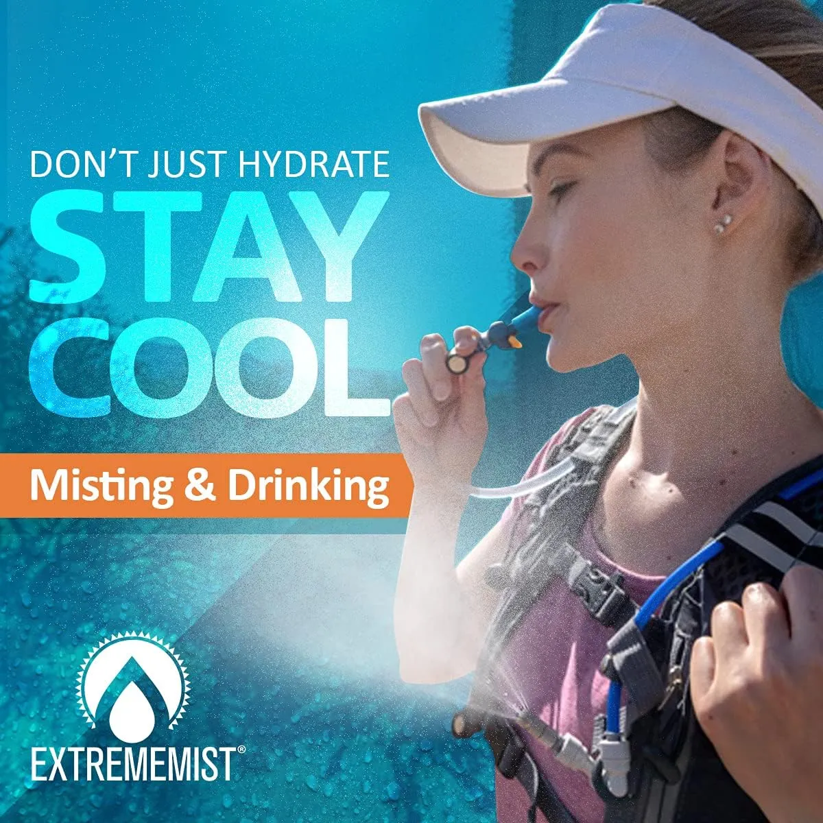 ExtremeMist 2 Liter Misting Hydration Backpack – Personal Water Mister & Drinking Backpack | 2 Liter Water Reservoir | Keep Cool & Hydrated for Hiking, Cycling, Running, Climbing, & Biking