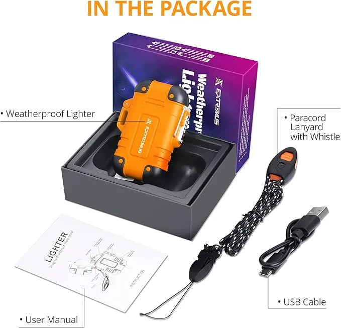 Extremus Blaze 360 Lighters, Rechargeable Electric Lighters, Dual Arc Lighter, Plasma Lighters, Waterproof & Windproof Lighter, USB Flameless Lighter for Camping, Hiking, Outdoor Adventures