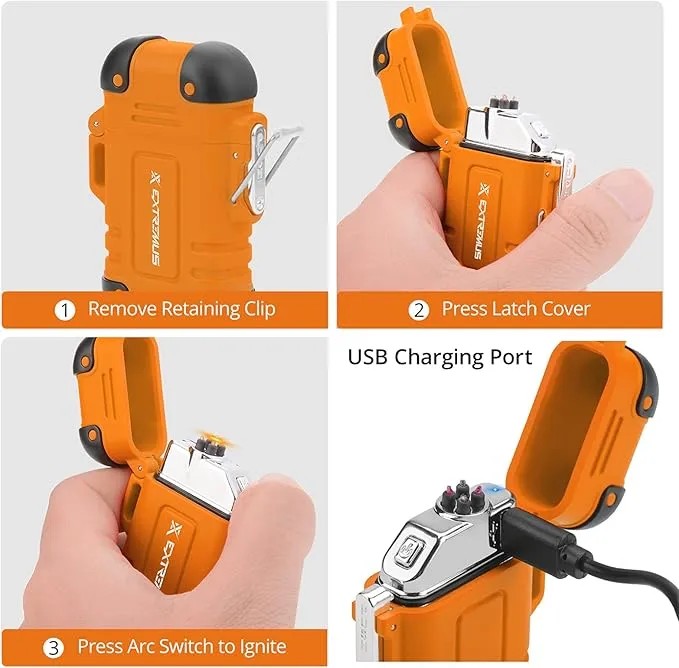 Extremus Blaze 360 Lighters, Rechargeable Electric Lighters, Dual Arc Lighter, Plasma Lighters, Waterproof & Windproof Lighter, USB Flameless Lighter for Camping, Hiking, Outdoor Adventures