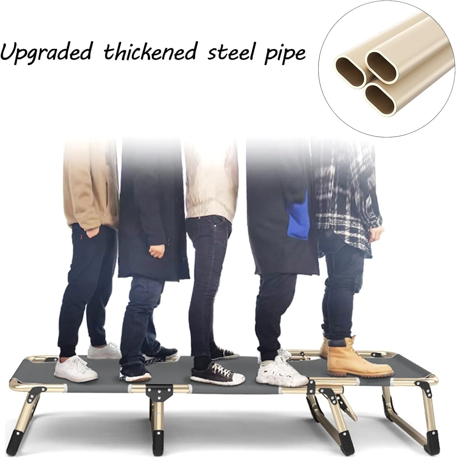 EYPKPL cots for Sleeping Lounge Camping Cot 4-Level Adjustment Folding Camping Bed with Pillow Reclining Chaise Support 330 Lbs Cots for Camping Stretching Freely