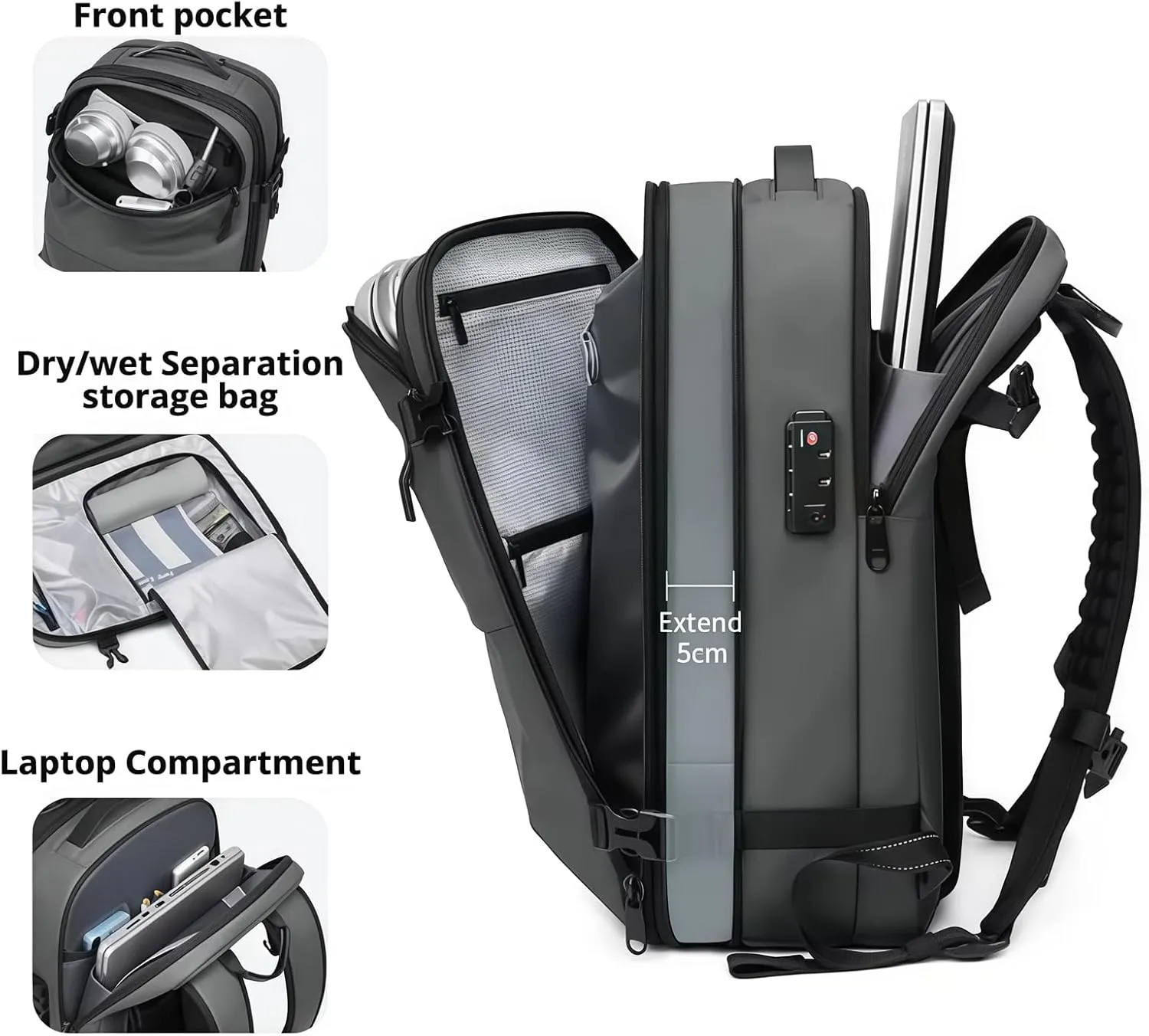 Ezyvac Backpack, Ezyvac Bag, Expandable Vaccage Bag Water Resistant, Anti Theft Vacuum Back Pack (Black)