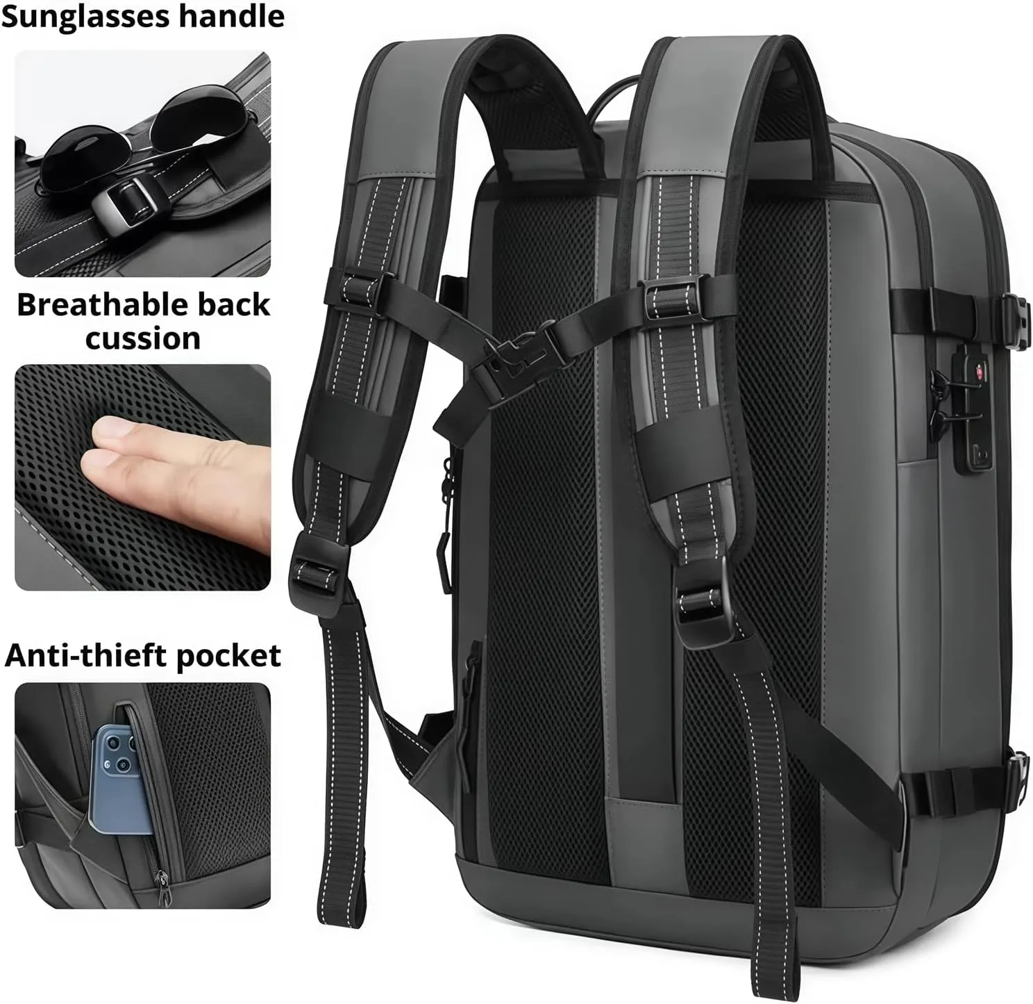 Ezyvac Backpack, Ezyvac Bag, Expandable Vaccage Bag Water Resistant, Anti Theft Vacuum Back Pack (Black)