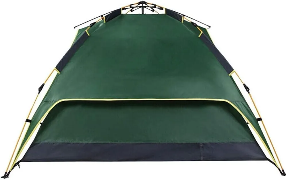 Family Tent Camping Tent Instant Pop Up Tent Waterproof Sun Shelter 3-4 Person Double Door Outdoor Tent, Metal, 220X190X120CM, Orange