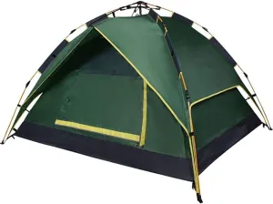Family Tent Camping Tent Instant Pop Up Tent Waterproof Sun Shelter 3-4 Person Double Door Outdoor Tent, Metal, 220X190X120CM, Orange