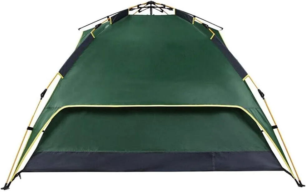 Family Tent Camping Tent Instant Pop Up Tent Waterproof Sun Shelter 3-4 Person Double Door Outdoor Tent, Metal, 220X190X120CM, Orange