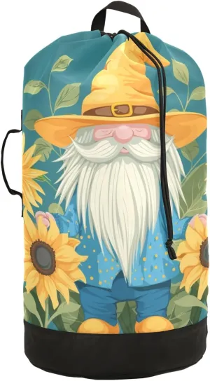 Fashion Dwarf Sunflowers Laundry Backpack Bag with Drawstring Closure Waterproof Laundry Bag Laundry Hamper Clothes Storage for Travel Laundromat Apartment