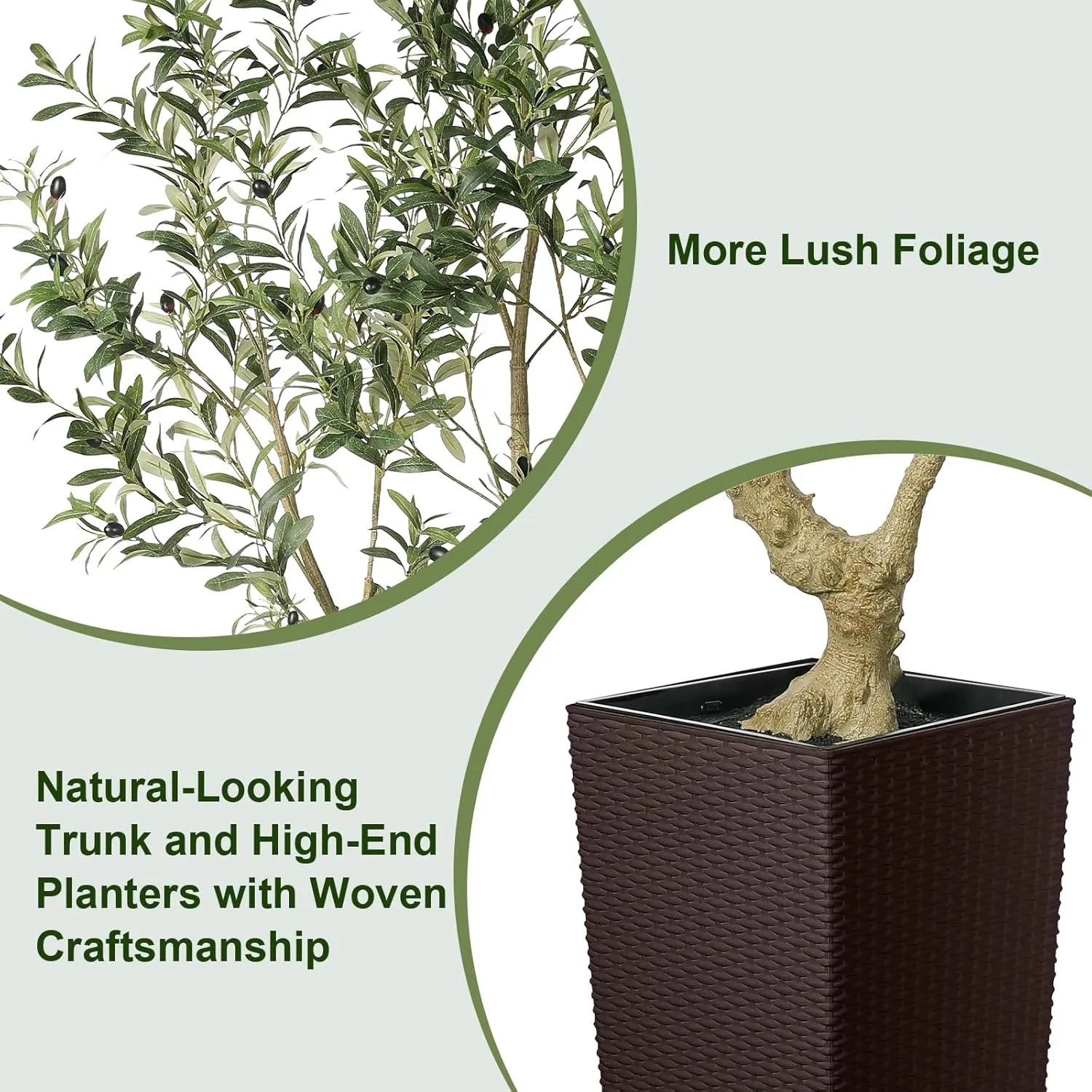 Faux Olive Tree 7ft - Olive Trees Artificial Indoor with Brown Tall and Large Planter - Fake Olive Tree with Natural Wood Trunk and Lifelike Fruits for Home House Office Decor