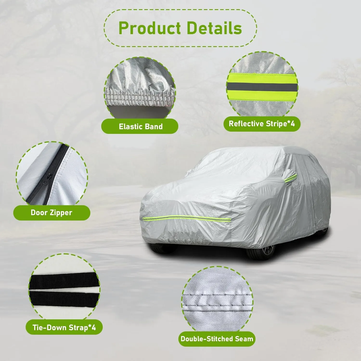 Favoto 6 Layers Car Cover Waterproof - All Weather SUV Car Cover for Automobiles Outdoor Rain Sun Snow Protection Universal Fit for SUV (201-206 inch) Full Exterior Cover