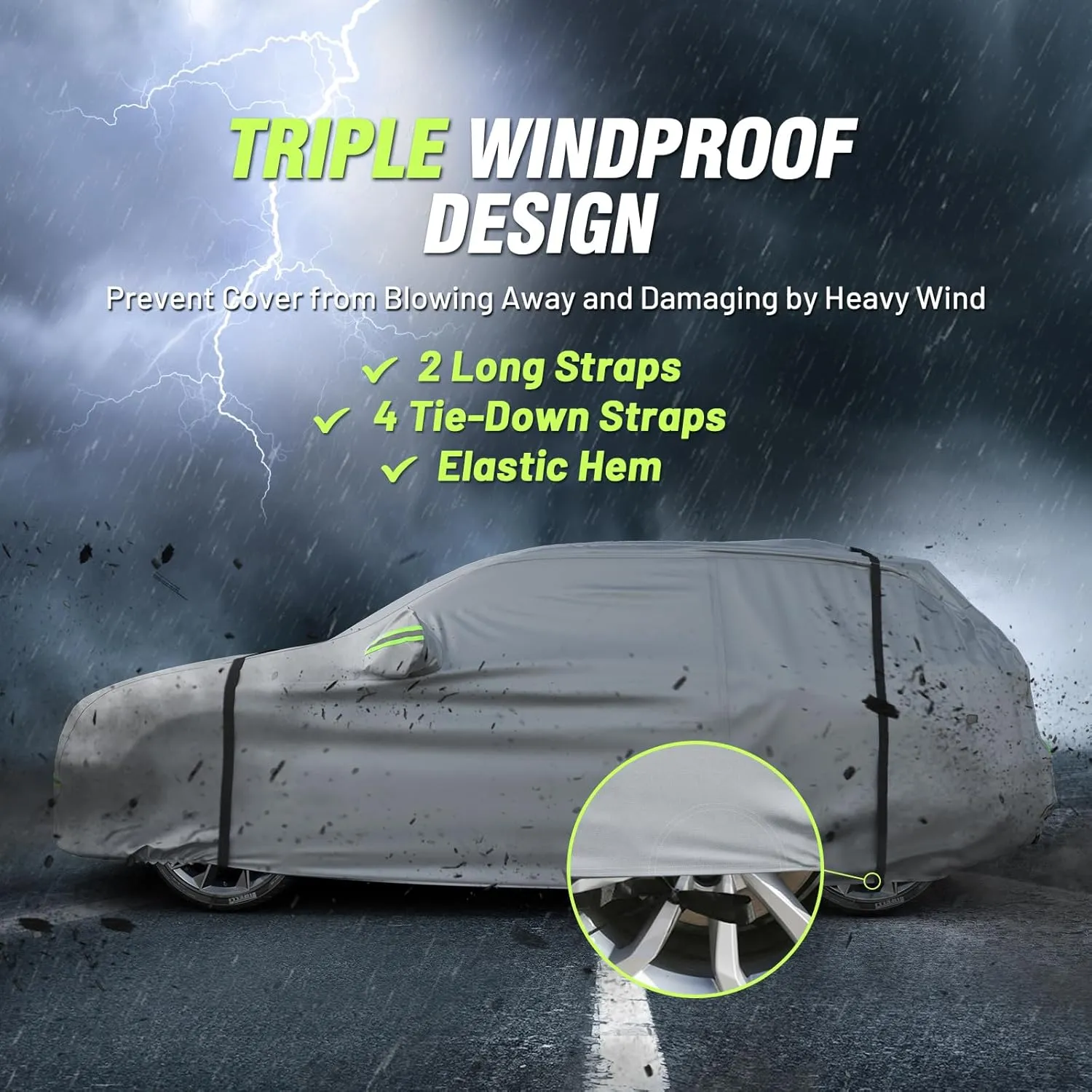 Favoto 6 Layers Car Cover Waterproof - All Weather SUV Car Cover for Automobiles Outdoor Rain Sun Snow Protection Universal Fit for SUV (201-206 inch) Full Exterior Cover
