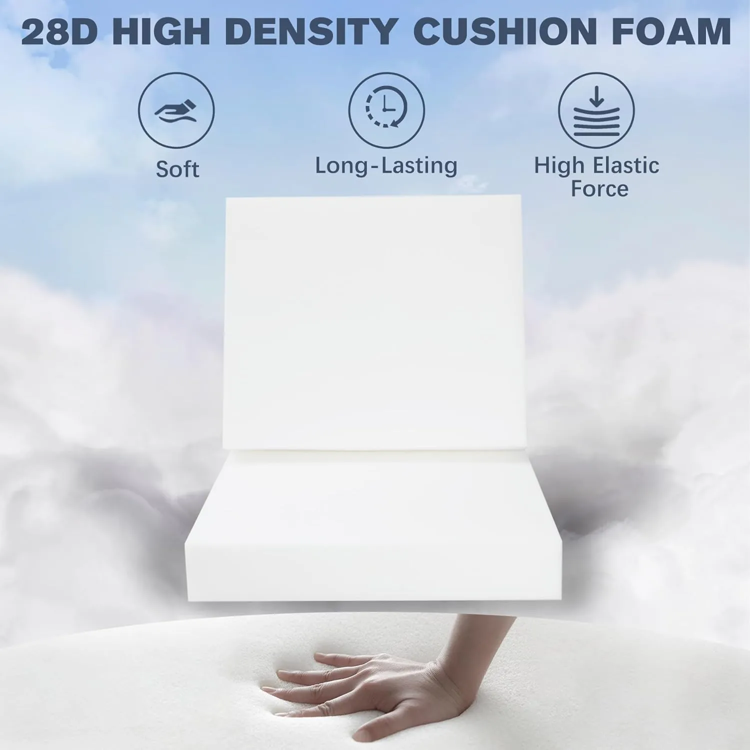 Favoyard Outdoor Deep Seat Cushion Set, 24 x 24 Inch Rainproof & 3-Year Fade Resistant Patio Furniture Cushions, Removable Seat Bottom & Back Cushion Covers with Ties for Chair, Sofa, Couch, Blue