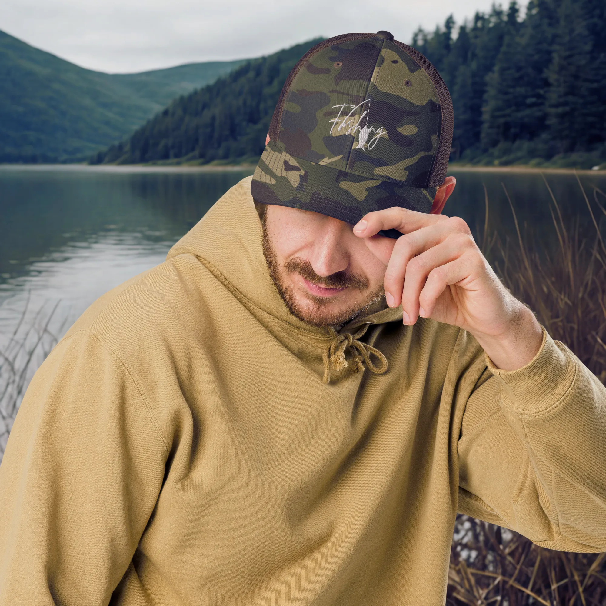 Fishing Camouflage trucker Cap Gift Fisherman Dad