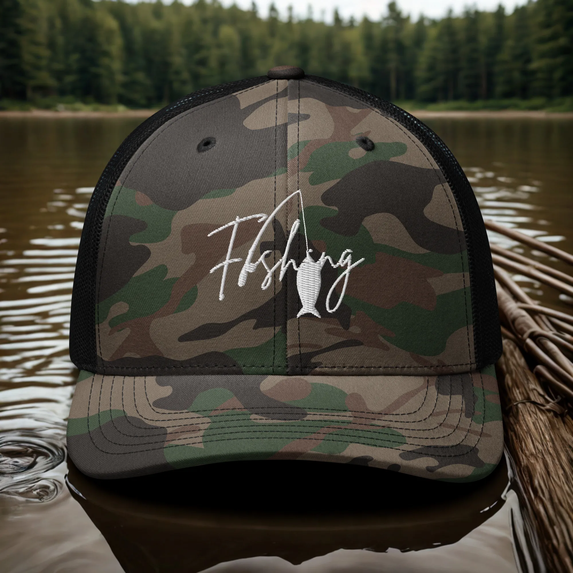 Fishing Camouflage trucker Cap Gift Fisherman Dad