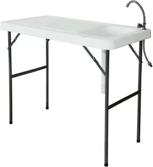 Fishing Cleaning Table with Sink - Portable, Folding Fish Fillet Workstation with Locking Legs, Faucet & Drain, Ideal for Camping, Hunting & Outdoor Kitchen