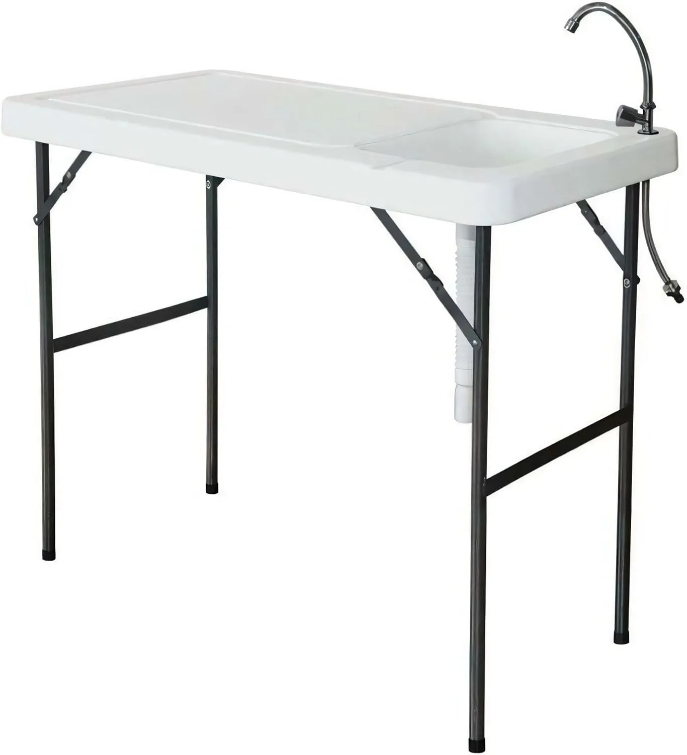 Fishing Cleaning Table with Sink - Portable, Folding Fish Fillet Workstation with Locking Legs, Faucet & Drain, Ideal for Camping, Hunting & Outdoor Kitchen