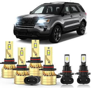 Fit For Ford Explorer 2016-2018 2019 Combo LED Light Bulb Fog Light Bulbs Kit, 9005 High Beam 9006 Low Beam 9145 Fog lights,500% Brightness, Easy to Install,6000K White,Plug and Play,Pack of 6