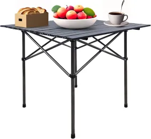 FixtureDisplays® 28.2 X 27.6 X 24.8" Outdoor Portable Quick Setup Table Indoor Outdoor Compact Aluminum Camping Table, BBQ and Picnic Easy Assembly Video Provided 15825